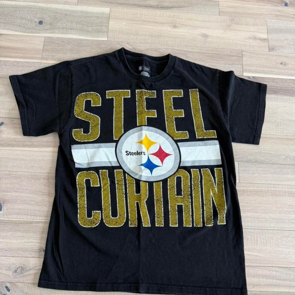 Steel Curtain Pittsburgh Steelers black & yellow cotton tee Sz Med